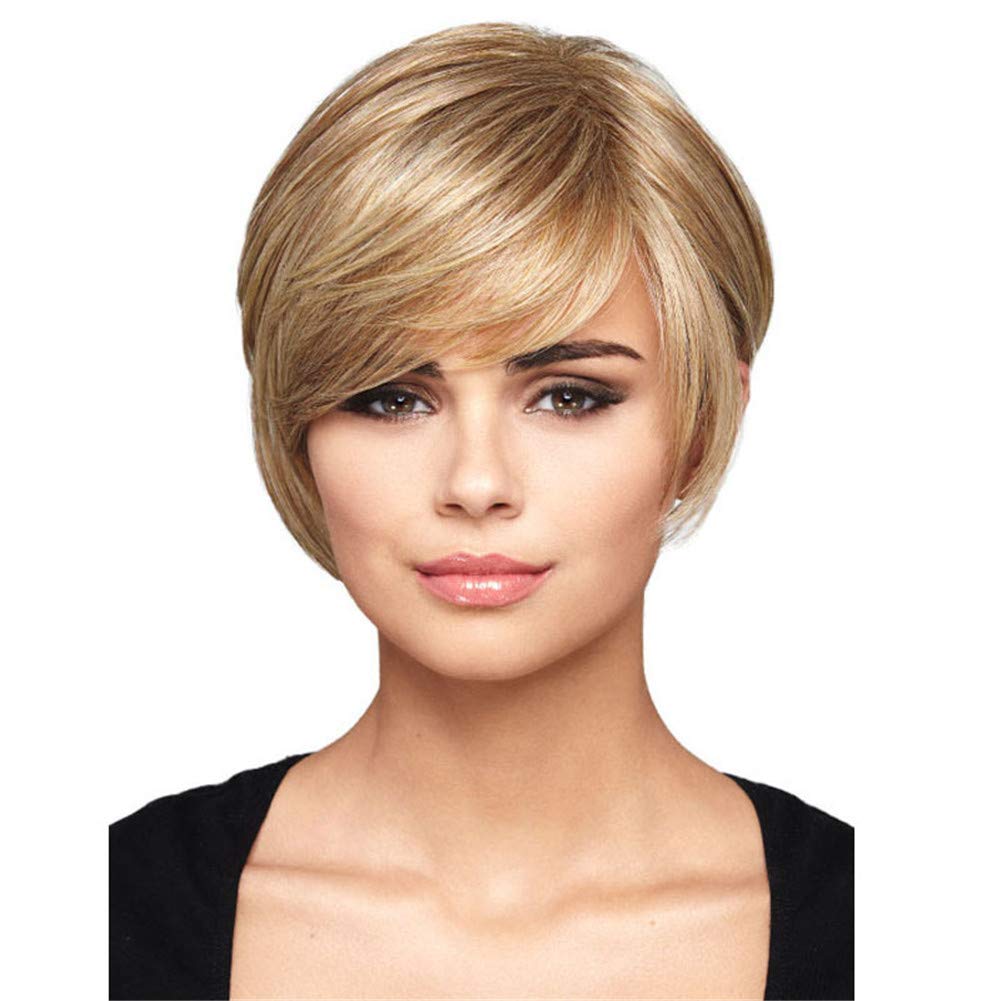 Wigs Lady Wig 2018wigs Natural Short Hair Wig Wig Female High Temperature Silk Oblique Bangs Tan Amazon Co Uk Beauty