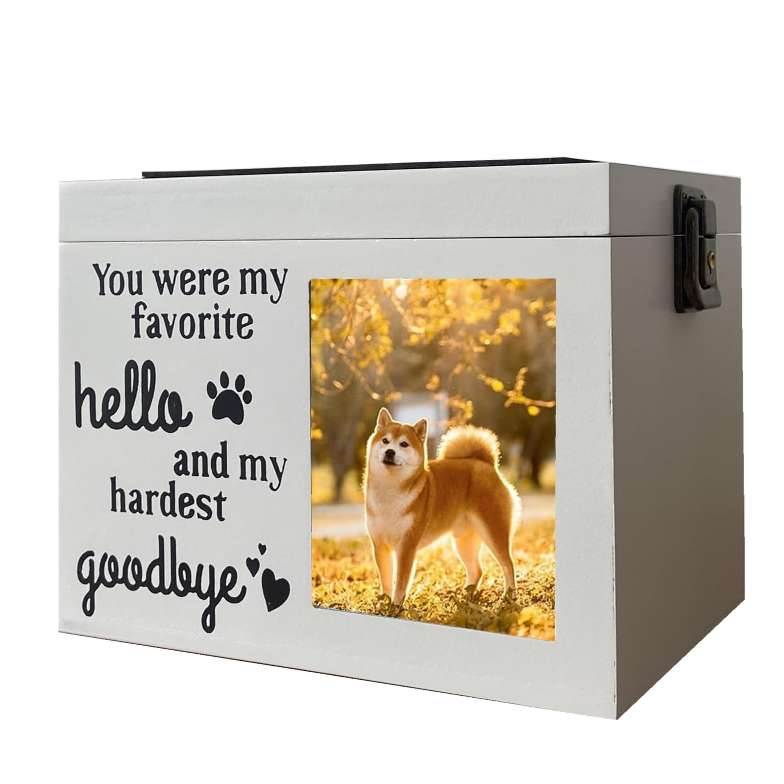Vencede Pet Memorial Urns for Dog or Cat Ashes, Wooden Pet Funeral Cremation Urns with Photo Frame and Blackboard, for All Kinds of Pet, Loss Pet Memorial Remembrance Gift (White)