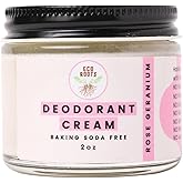 ECO ROOTS Natural Deodorant for Women & Men | Organic Deodorant Cream Non Aluminum | Baking Soda Free Healthy Deoderant for Body & Private Parts | All Vegan Pit Paste Zero Sweat | Rose Geranium Scent