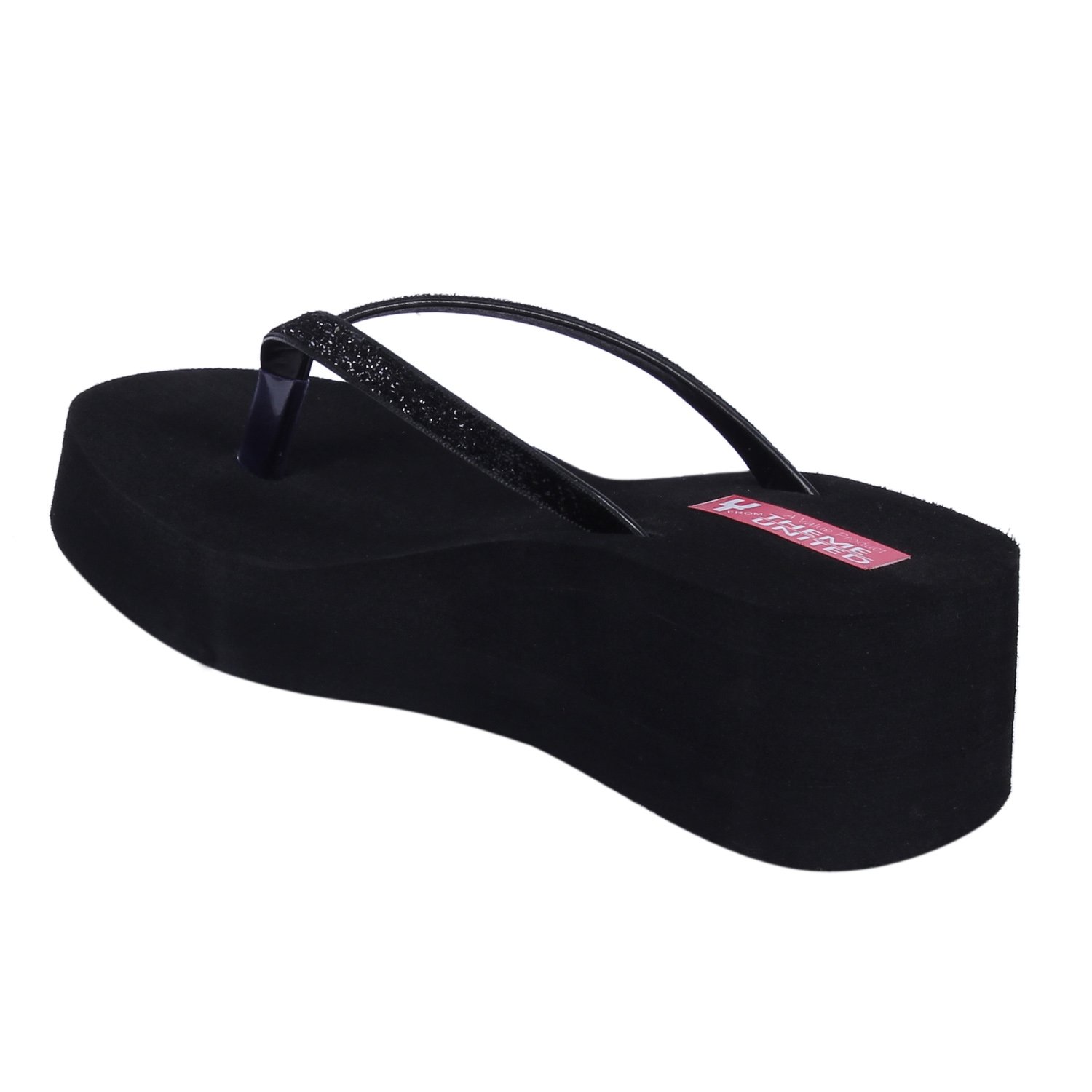 theme united women's black rubber wedges