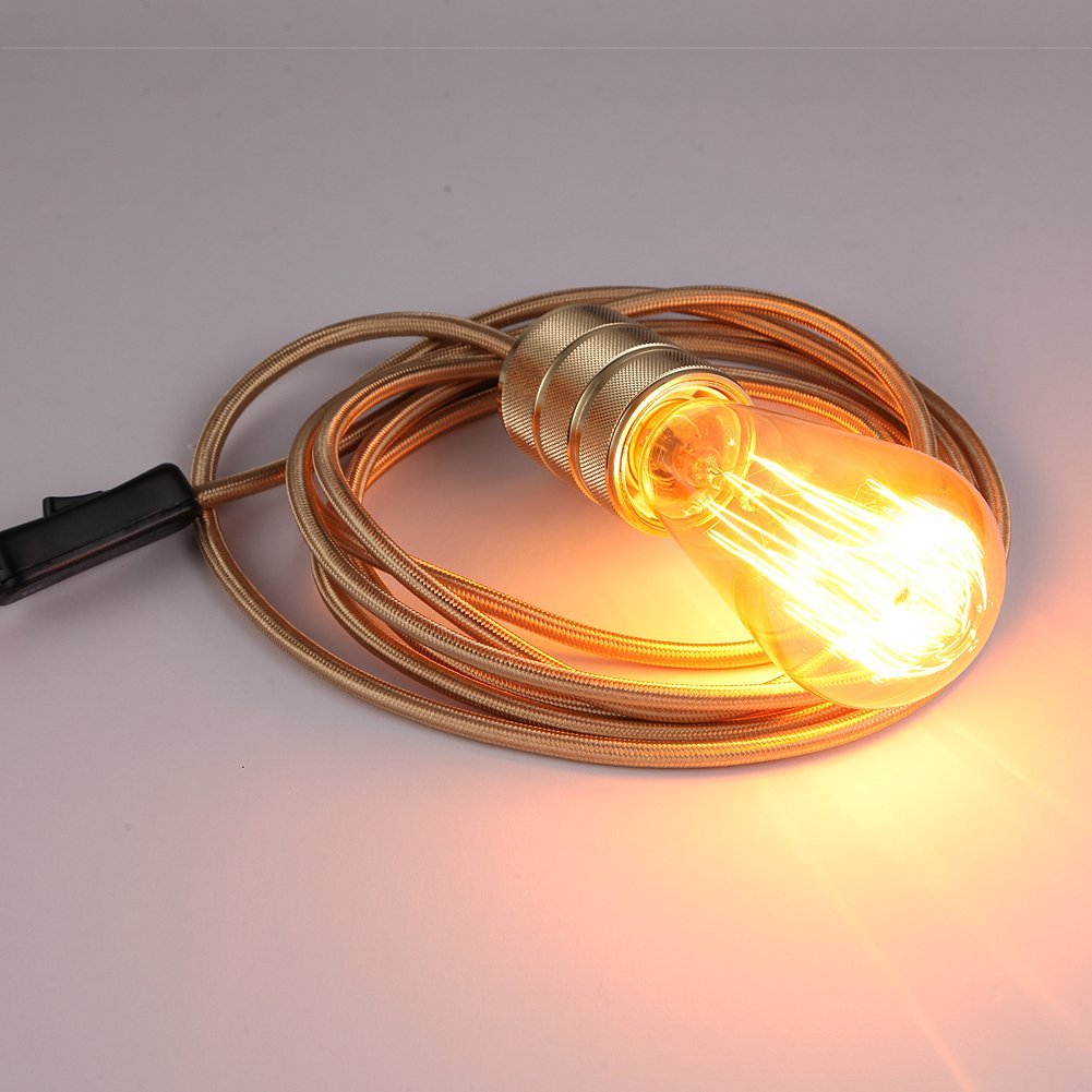 Lights & Lighting Accessories ONEPRE 4m Black Fabric Cable Plug In