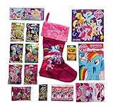 My Little Pony Friendship is Magic Christmas Stocking Large Pink L.E.D. Lights Up + Wave 5, Wave 8, Wave 10, Wave 11, Wave 12, Wave 13, Wave 14 Blind Bags & Activity Bundle