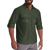 Toumett Men's Sun Protection Fishing Shirts Long Sleeve Safari Shirts UPF 50 UV Quick Dry Cooling Travel Work Shirts