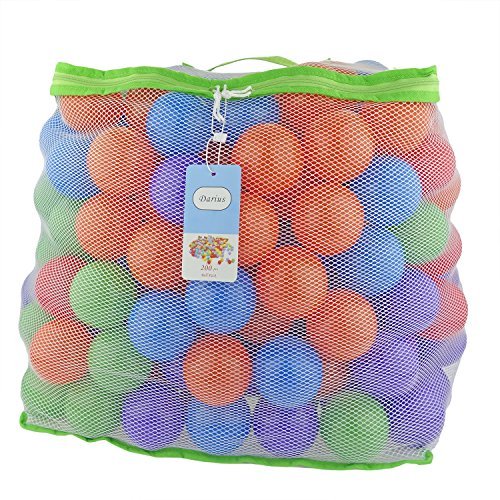 Darius 200 Pit Balls Colored Plastic Balls 5 Bright Colors Phthalate Free BPA Free Reusable Crush Proof Toy for Kids