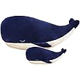 Kekeso Blue Whale Plush Toy Soft Whale Dolphin Hugging Pillow Cute Plush Doll Toy Back Cushion Children Birthday Gift (45cm+25cm=17.71inch+9.84inch)
