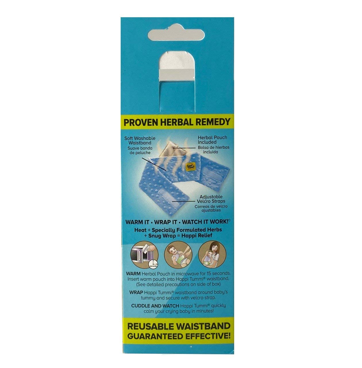 Happi Tummi Baby Gas Relief All Natural Belly Wrap Natural Herbal Aroma Therapy Relief For Infants and Babies with Colic, Gas,Upset Tummies Blue Plush, Packaging May Vary: Baby