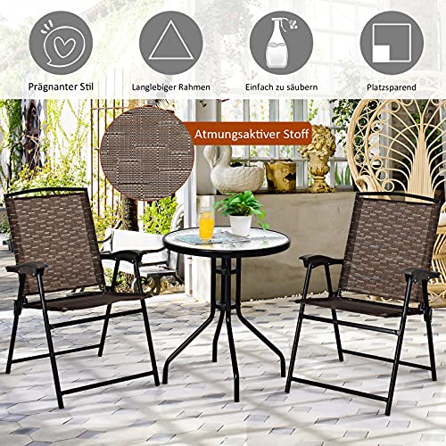 COSTWAY 3tlg. Bistroset Sitzgruppe mit 2 StühleBalkonset Gartenset Sitzgarnitur Gartengarnitur Gartenmöbel Bistrotisch… – Bild 4