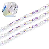 250pcs Czech 6mm (0.24 Inch) Faceted Bicone Crystal Glass Loose Beads Spacer Bulk Crystal AB for DIY Craft Jewelry Making CCB602