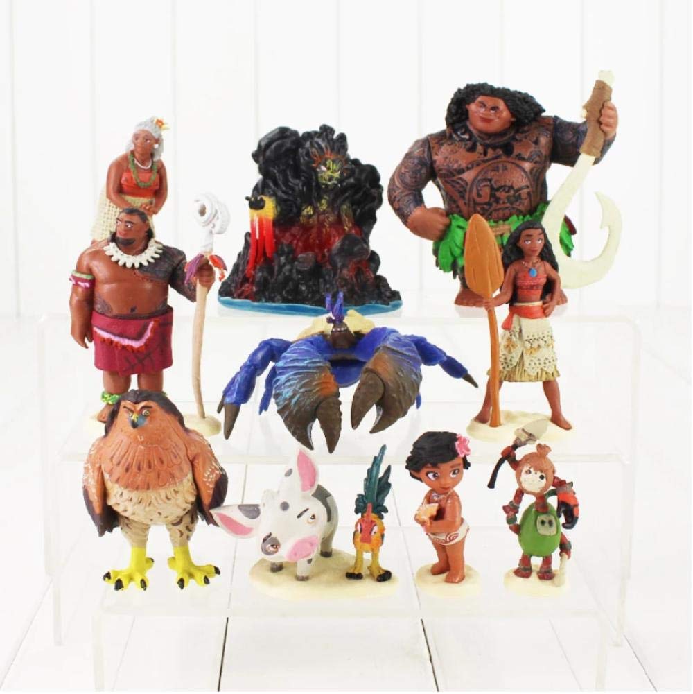 10pcs/Lot Princess Moana Figure Toys Maui Gramma Tala Tui Tamatoa Heihei Rooster Pua Pig Hawk Animal