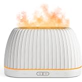 SOULORIGIN Essential Oil Diffuser, Flame Effect Aromatherapy Diffuser with 7-Color LED Lights &amp; Auto Shut-Off, Ultrasonic Diffusers for Home, 120ml Samll Scent Diffuser for Essential Oils - White