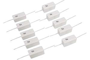 CGJIOGUJIO 10pcs 2 ohm 2RΩJ 5 watt Axial Ceramic Cement Power Resistor 5W
