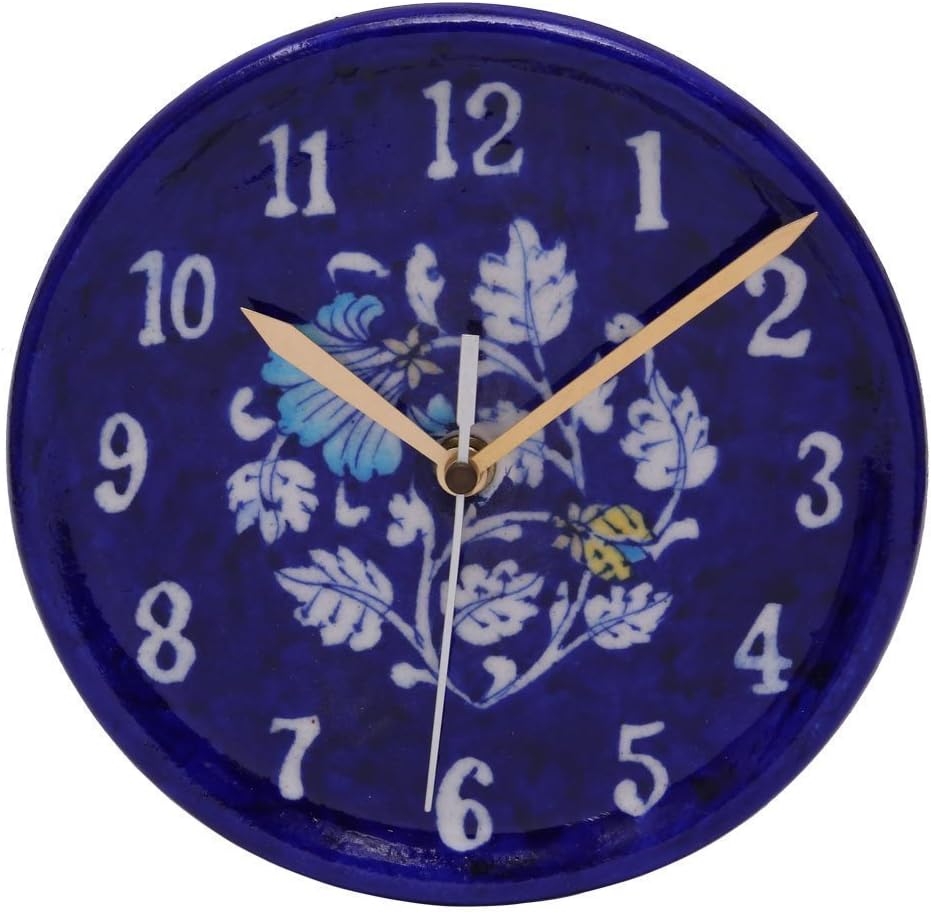 Blue Pottery Decorative Ceramic Watch/Wall Clock Amazon.in Home & Kitchen