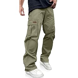 PLEPAN Men's Casual Cargo Pants Drawstring Hiking