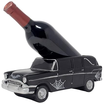 Whimsical Classic Hearse Wine Bottle Holder As Vintage Car Model