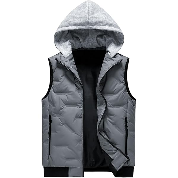 Gilet Imbottito Uomo Bodywarmer - Trapuntato Con Cappuccio E Cerniera - Vintage Invernale (S-2XL)