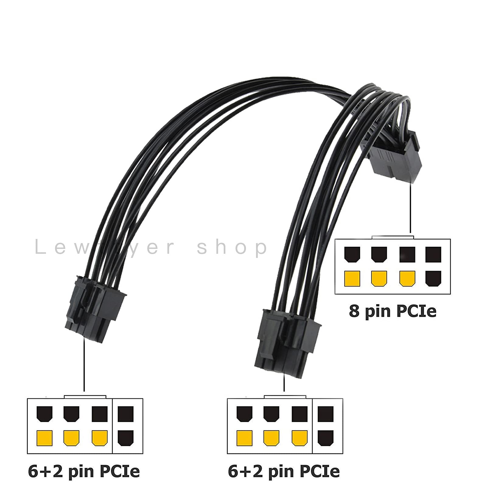 Lewttyer 20cm GPU Grafikkarten Y-Kabel 8Pin Auf 2X 8Pin 18Awg Grafikkarte Stromkabel Pcie Splitter 8 * (2+6) Pin Adapter Stecker Pci Express Kabel 5