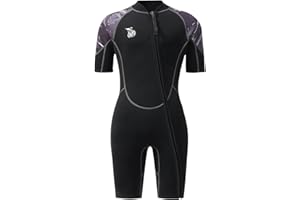 AICARSHI 3mm Shorty Full Wetsuit for Men - Neoprene Dive Skin Front Back Zip Scuba Diving Suit for Diving Snorkeling Surfing Swimming