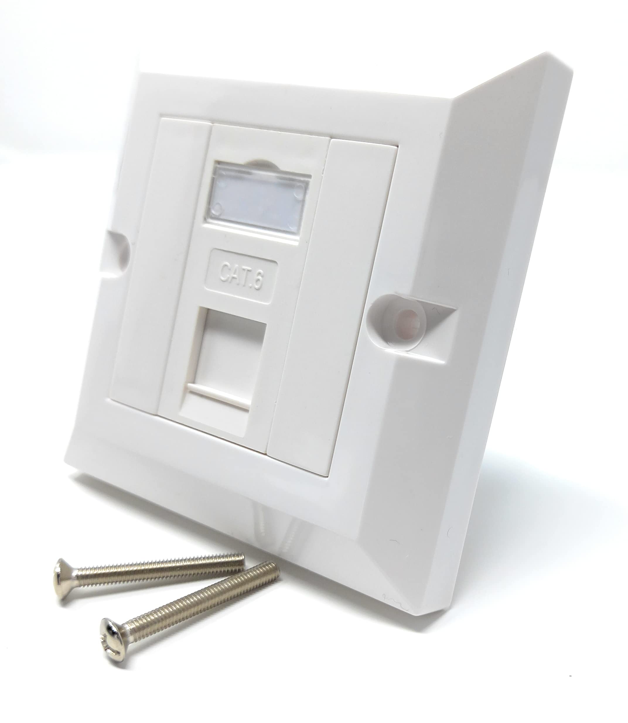 DRUT Cat6 RJ45 FacePlate Wall Socket Box for Ethernet LAN Networking Face Plate, Compatible with Cat5e, Cat6, Cat7, Cat8, Cat9 Cable, With Keystone Jack (Single Port, White)