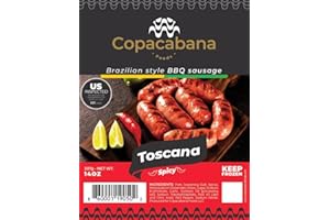 BRAZILIAN CORNER Copacabana Toscana Brazilian BBQ Style Pork Sausage, 14 Ounce, Authentic Brazilian Beef | Linguiça Toscana 397g (Spicy)