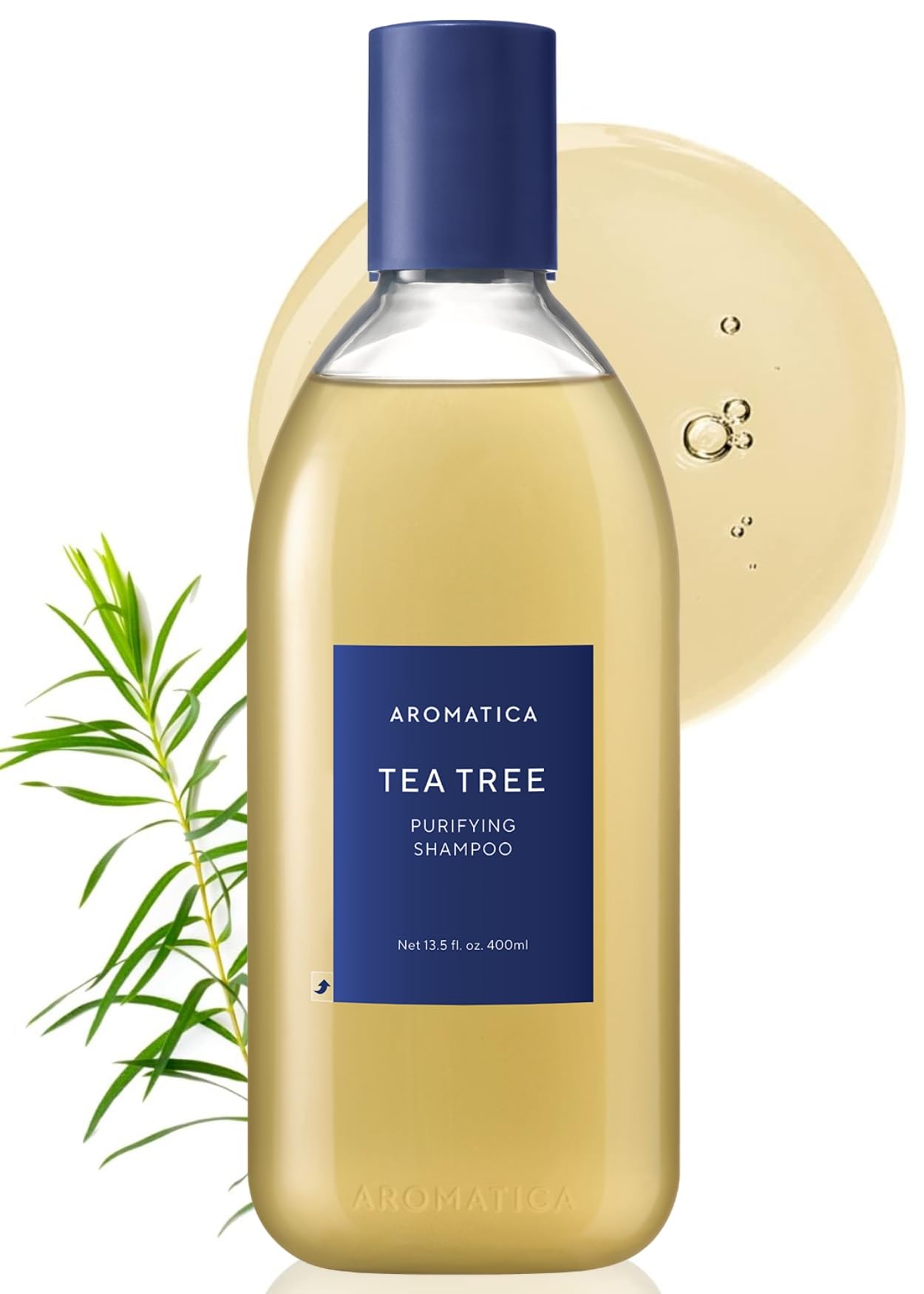 AROMATICA Tea Tree Purifying Shampoo 13.53fl.oz./400ml - Sulfate Free, Vegan, Fights Oily Scalp, with Salicylic Acid | Hair Cleansing for Itchy Scalp, Refreshing and Clarifying