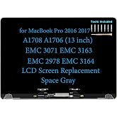 Daplinno 13" Screen Replacement for MacBook Pro A1708 A1706 EMC 3071 3163 EMC 2978 3164 Late 2016 Mid 2017 LCD Display Screen Complete Full Top Assembly 661-07970 661-05323 (Space Gray)