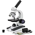 AmScope M150C-E-A 40X-1000X LED Cordless All-Metal Framework Full-Glass Optical Lens Student Compound Microscope with Coarse & Fine Focusing + Digital Camera USB Imager