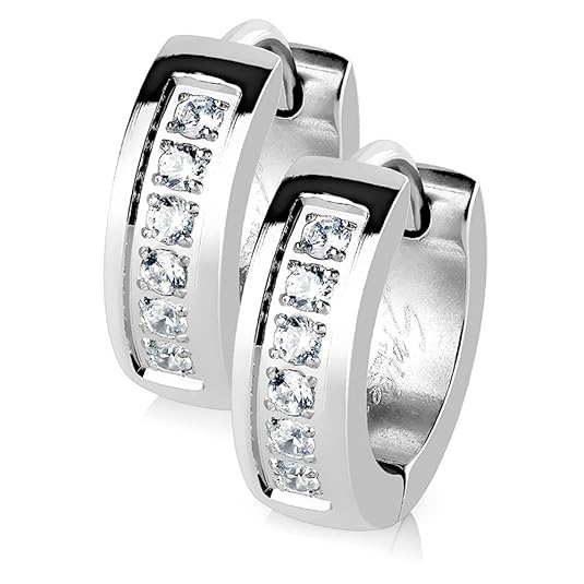 edle Damen Creolen Kreolen Klappcreolen Edelstahl Zirkonia Kristall Glitzer Autiga®