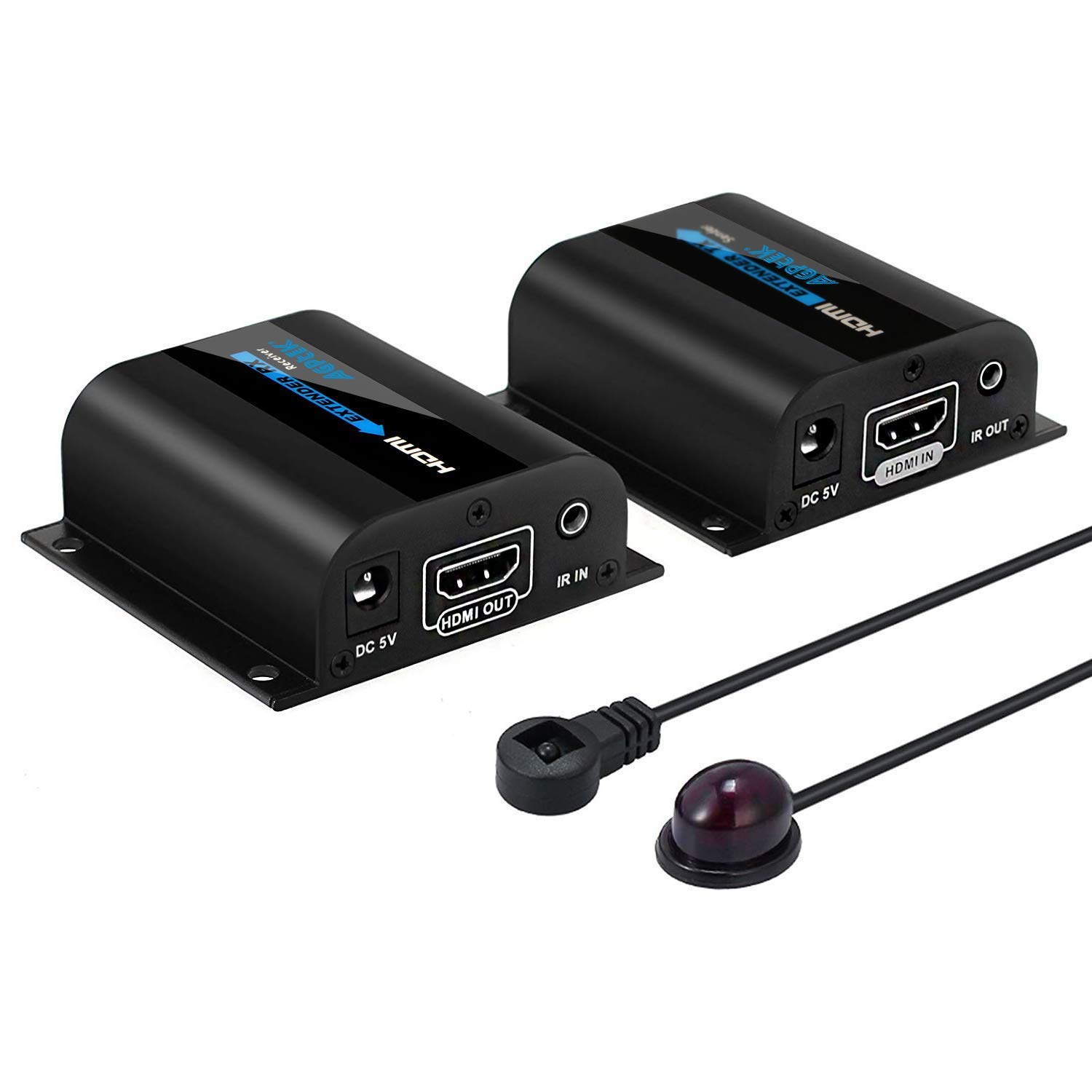 AGPTEK HDMI Network Extender, 60m HDMI Network Extender LKV372A via Single Cable Cat6 / 6A / 7 Ethernet Cable - Supports 3D 1080P 20~60KHz Frequency IR Remote Control