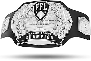 TrophySmack Fantasy Football Championship Belt – 12-Year Perpetual Championship Belt Engravings Optional (Gold or Silver)
