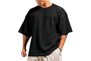 JEEING GEAR Men's Basic Long Sleeve Waffle Sweatshirt Loose Fit Workout Pullover Crewneck Shirt