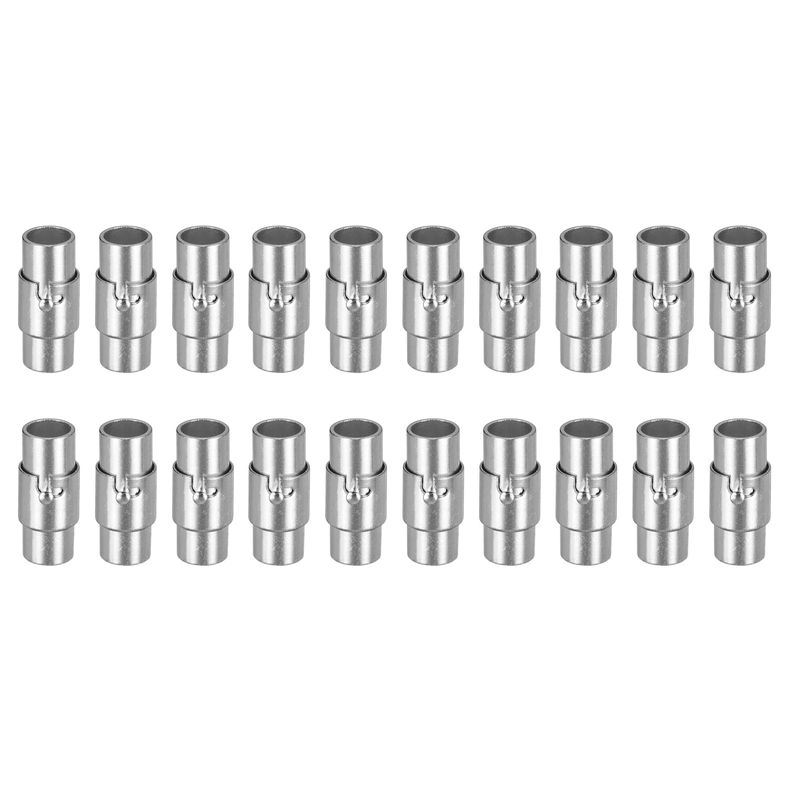 uxcell Leather Cord End Clasp, 20Pcs 5mm Hole Leather Clasps, Cord End Caps Closures Leather Cord Buckle for Jewelry Making DIY Supplies Crafts, Silver