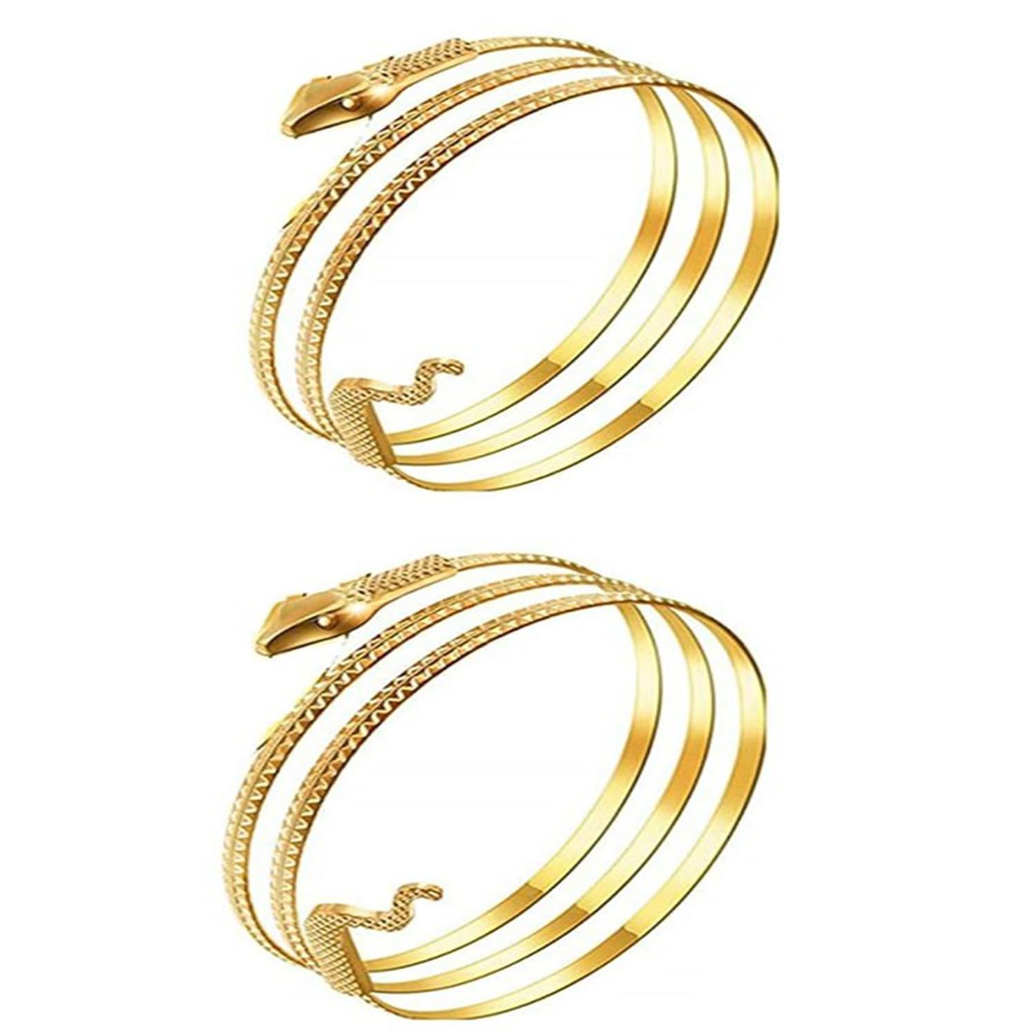 XNHIU 2Pcs Halloween Snake Armband & Bracelet - Spiral Snake Armlet - Unisex Punk Bracelet - Jewelry Supplies - Egyptian Costume Accessories for Halloween & Cosplay