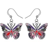 BONSNY Enamel Sweet Butterfly Gifts for Women Earrings Dangle Jewelry Novelty Funny Charms Accessories