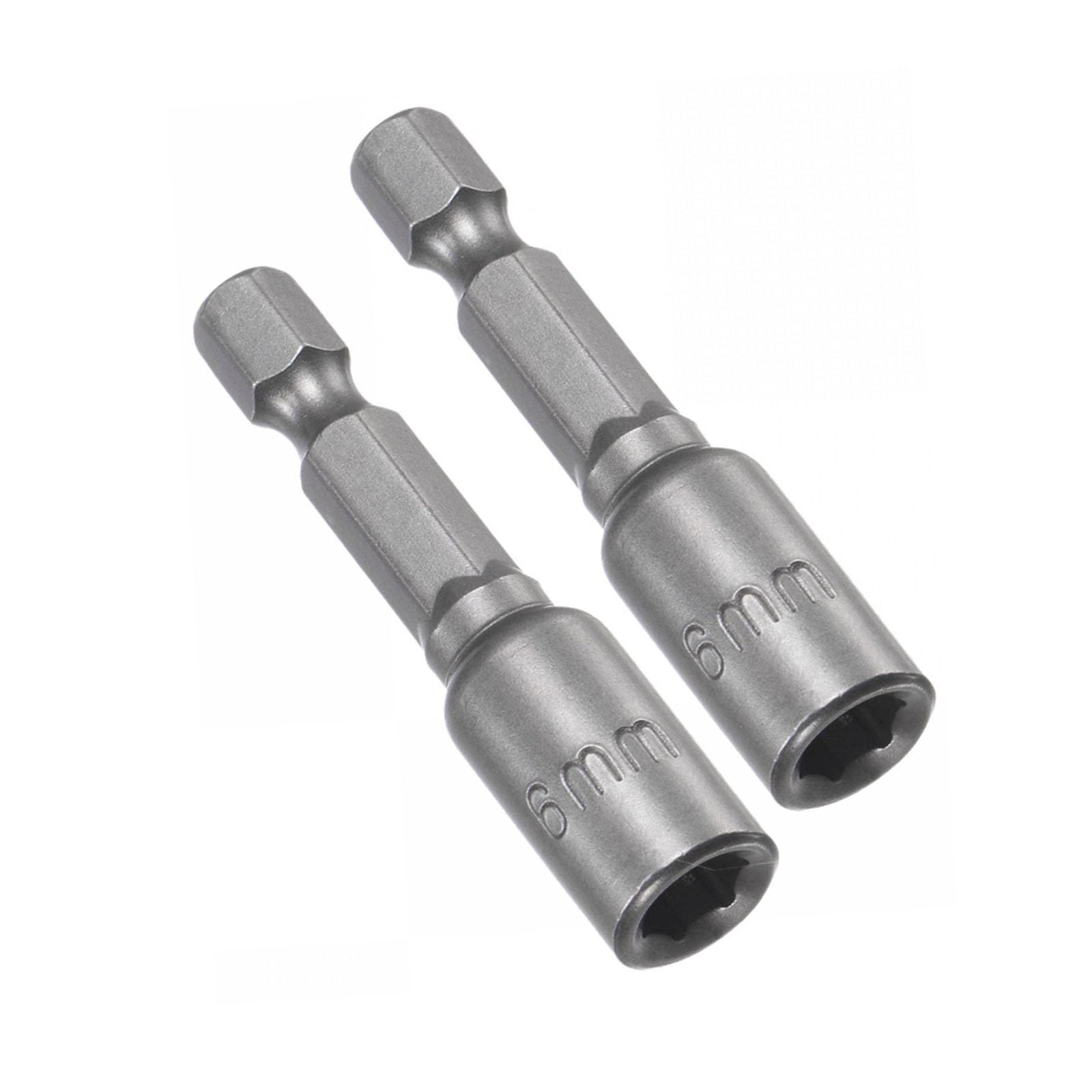 TOP-VIGOR 2Pcs 6mm Nut Setter Driver Drill Bit Set, 1/4 inch Hex Shank Quick Change, 48mm Length Metric Nut Driver Set for Woodworking, Auto Repairing, Machine Maintenance, Furnitures