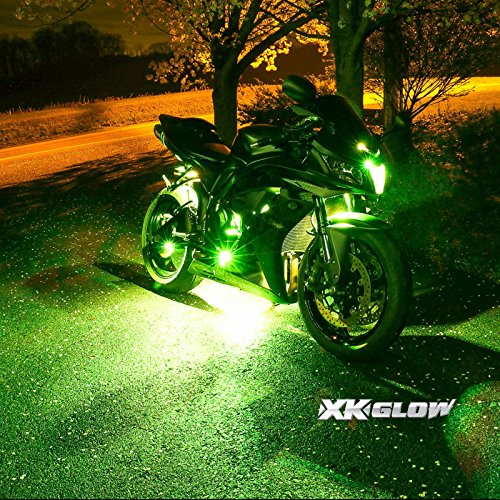 XKGLOW 10 Pcs 2 Million Color Remote Accent Neon Glow Flexible Strip Light Kit for Motorcycle - 30 RGB LED for Harley Davidson Honda Kawasaki Suzuki Ducati Can Am Polaris KTM BMW