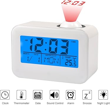 Amazon Com Akozon Projection Alarm Lcd Display Alarm Clock Voice