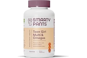 SmartyPants Teen Girl Multivitamin Gummies: Omega 3 Fish Oil (EPA/DHA), Vitamin C, D3, B12, Vitamin A, K & Zinc, Gluten Free, Includes Biotin to Support Hair, Skin & Nails, 120 Count (30 Day Supply)
