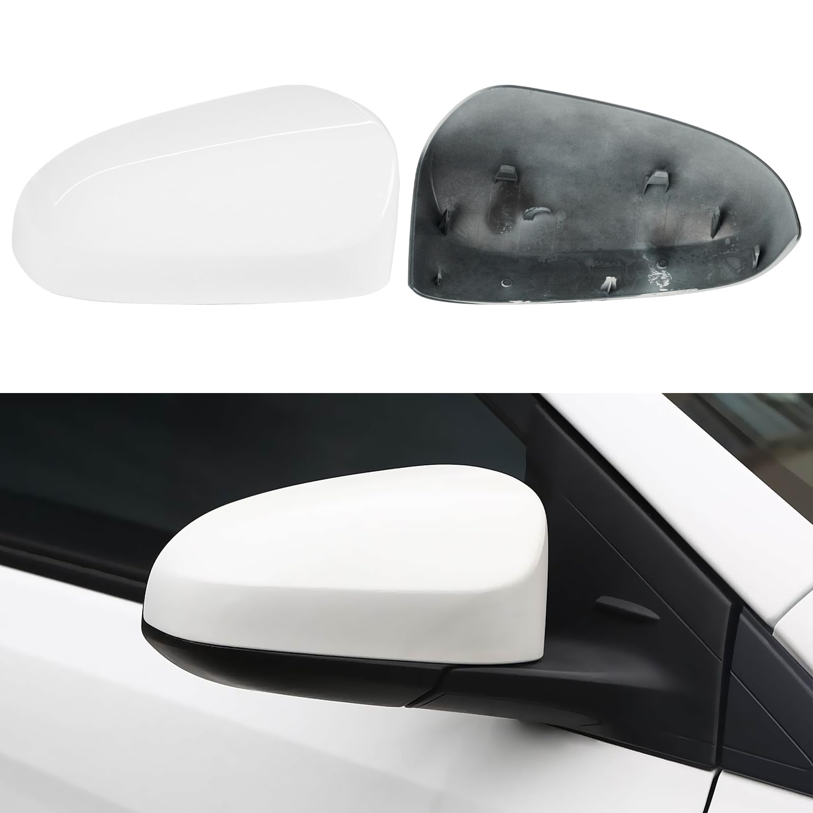 Photo 1 of Abodvu Compatible with Toyota Corolla Passenger Mirror Cover 2014-2018,11th Gen Corolla Sedan Mirror Cap W/O Turn Signal for Right Side,Clip on Housing Replacement for 87915-02410-A0,Super White,1 PCS