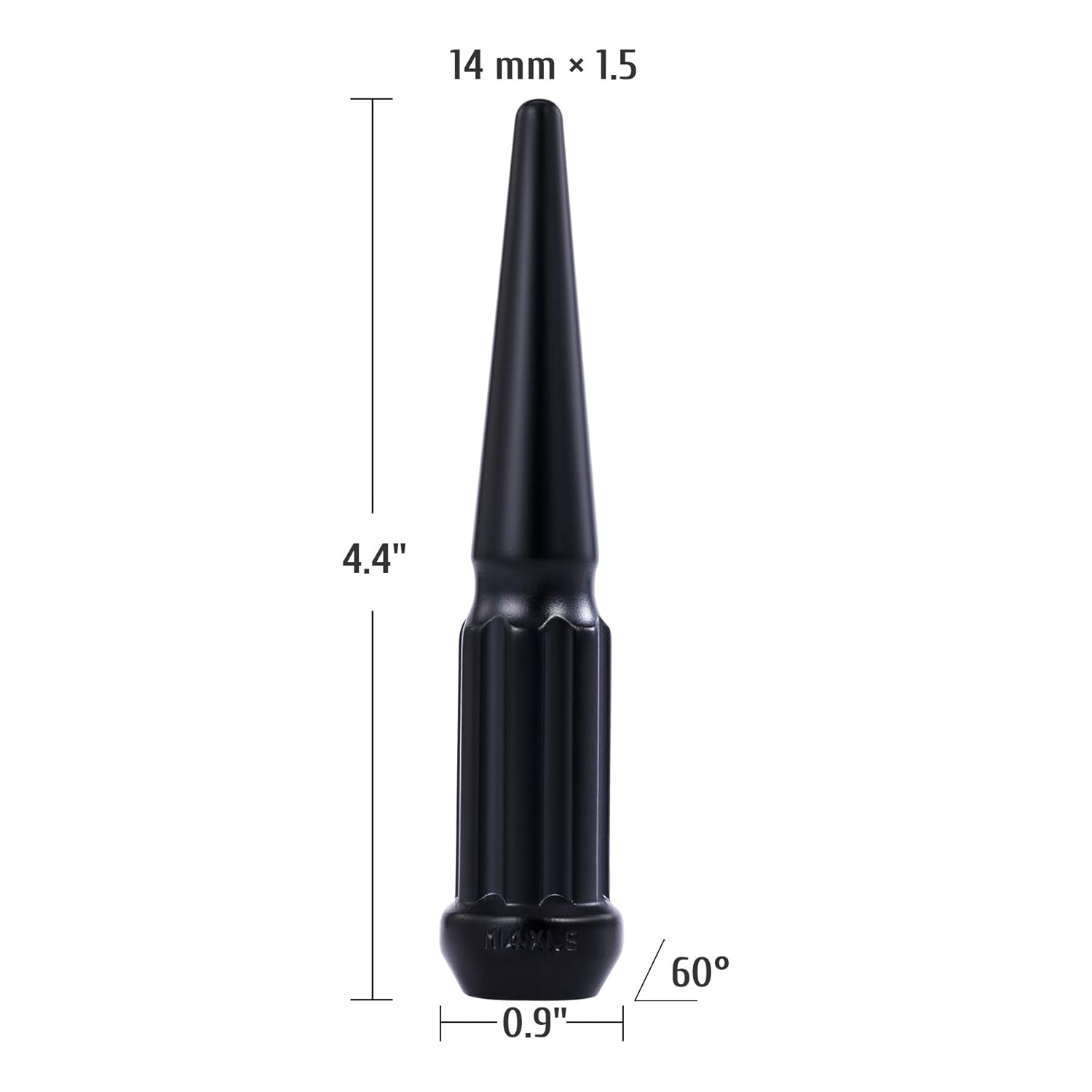 M14x1.5 Spike Lug Nuts with Cone Seat, 3/4" 19mm Hex 4.4x0.9 in. Blackened Car Accessories Compatible with Chevrolet Silverado 1500 2500 3500 Ford F-250 F350 Super Duty Nissan & More, Set of 32: Industrial & Scientific