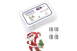 0.14 x 0.39" F5AL125V Xmax Mini Fuse-Boffdock UL Listed 5A 110V 125V 15 PCS Christmas Lights Fuse Quick Blow Glass Fuses for String Lights,Bubble Light Strand(F5A)