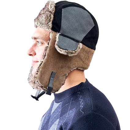 AHAHA Trappermütze Bomber Hut Fliegermütze Fellmütze für Herren