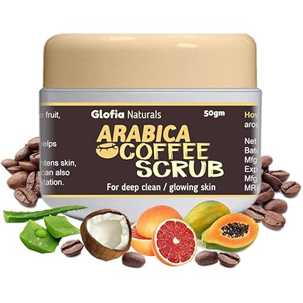 Glofia Naturals Arabica Coffee Scrub, Tan Removal, Anti-Cellulite, Moisturizer, for Face & Body