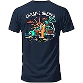Salty Bones Chasing Summer Woody Car Sunset Surfer Beach Graphic T-Shirt, 100% Ringspun Cotton, Classic Fit, Printed in USA