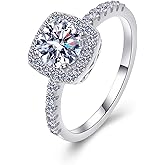 CARAT KING Moissanite Ring for Women in 925 Sterling Silver, Round Cut D Color VVS1, Promise & Engagement Ring, Anniversary Jewelry Gift for Her