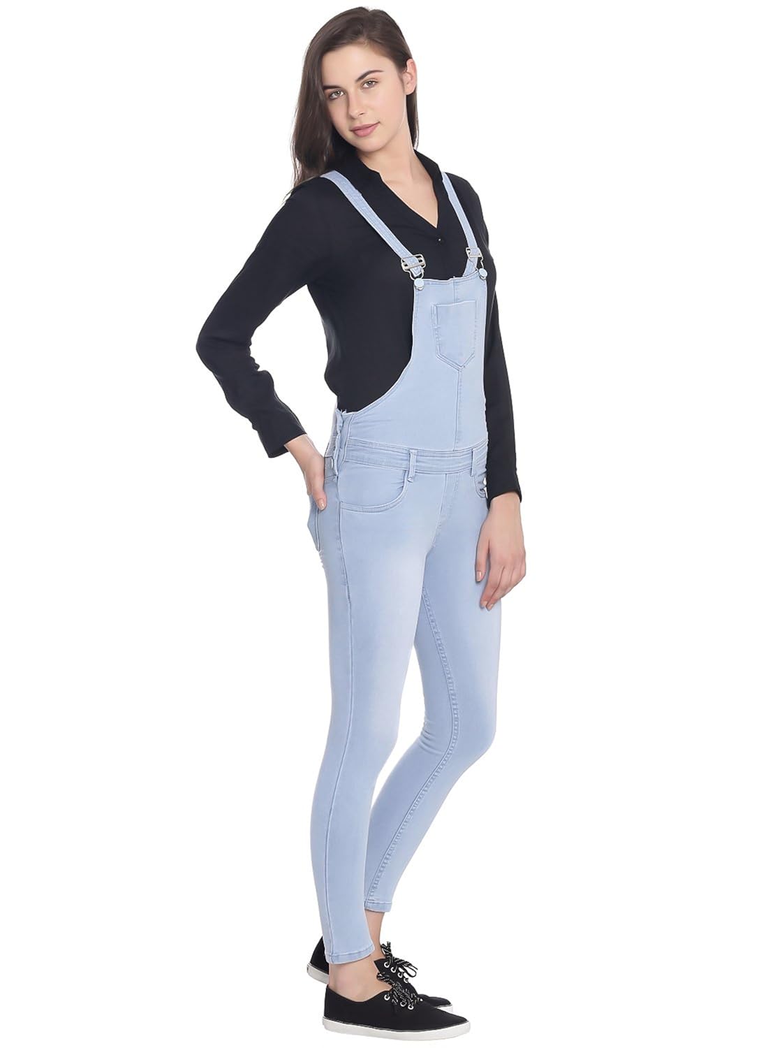 broadstar women denim black dungarees