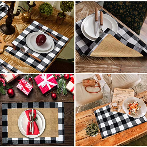 Senneny Set of 6 Christmas Placemats Buffalo Check Placemats Black