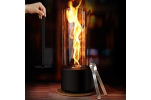 KORNIFUL Tornado Flame Table Fire - US Patent Design - 100% Safe Burning with Gel Fuel, Tabel Fireplace, Brilliant Gift for Gatherings, Home Decor, and Parties - 15.7" Black (Gel was not Included)