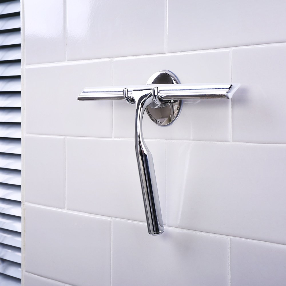 GoZheec Duschabzieher Fensterabzieher Fensterwischer mit Wandaufhänger Saughaken für Wand Aufhängung abzieher Boden Fenster Küche Badzimmer Spiegel Glasreinigung Silikon-Wischlippe Squeegee (Schwer)
