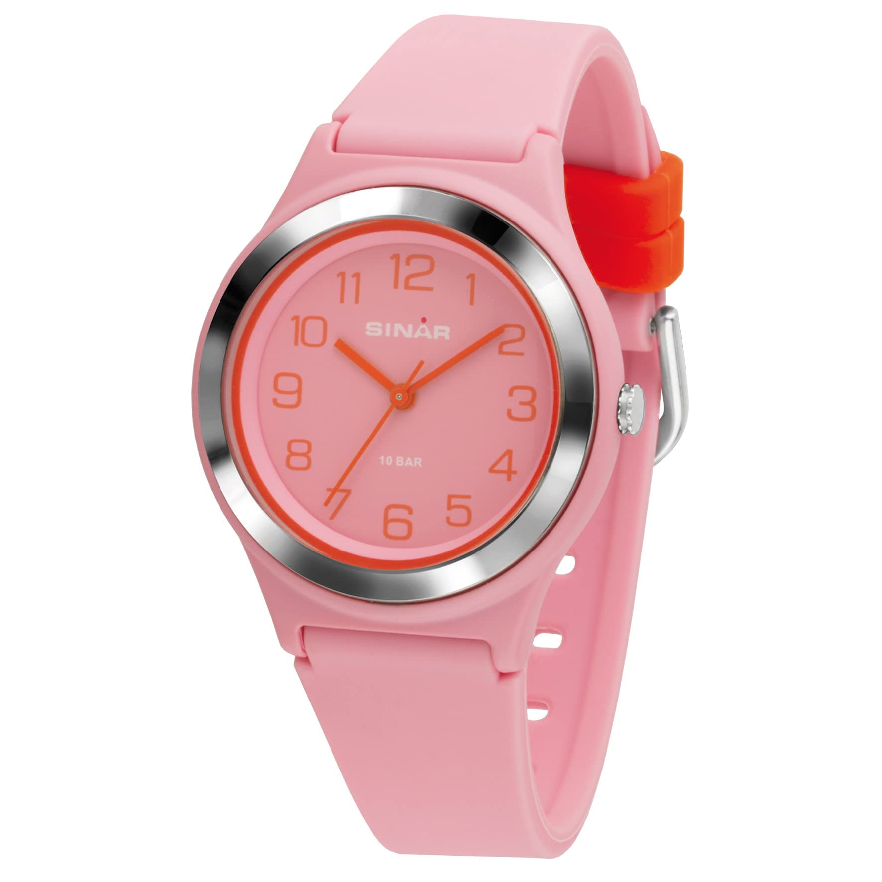 SINAR XB-48-9 Girls' Sports Watch Fitness Analogue Quartz 10 Bar Waterproof Pink Orange