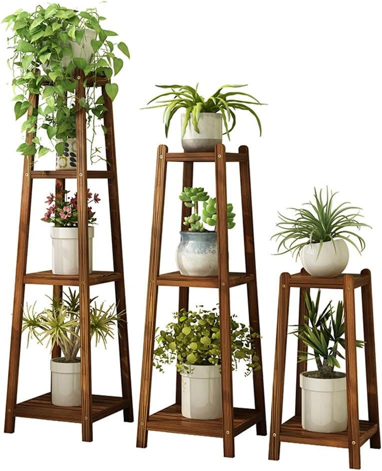 LIZX Corner Plant Stand Tall Wood Plant Stand High Low